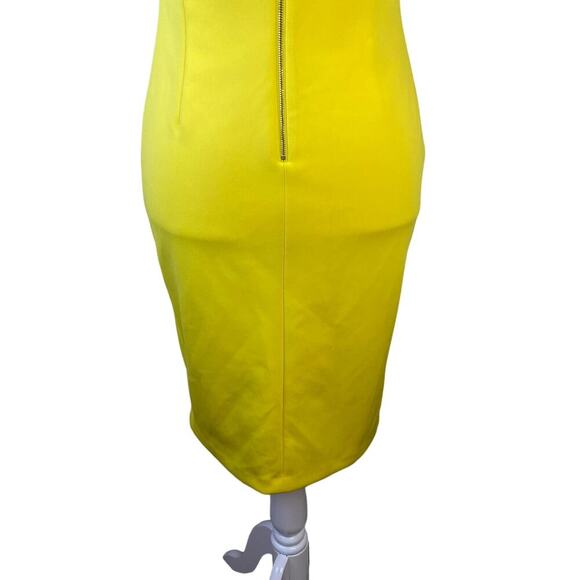 Calvin Klein Size 10 Bright Yellow Sheath Scuba Neoprene Dress Classic Career - Picture 6 of 15